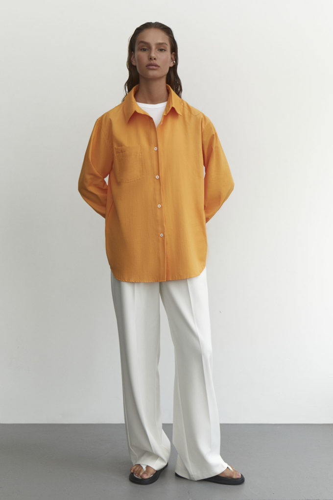 Сорочка оверсайз з вишивкою помаранчева - THE LACE photo 119786