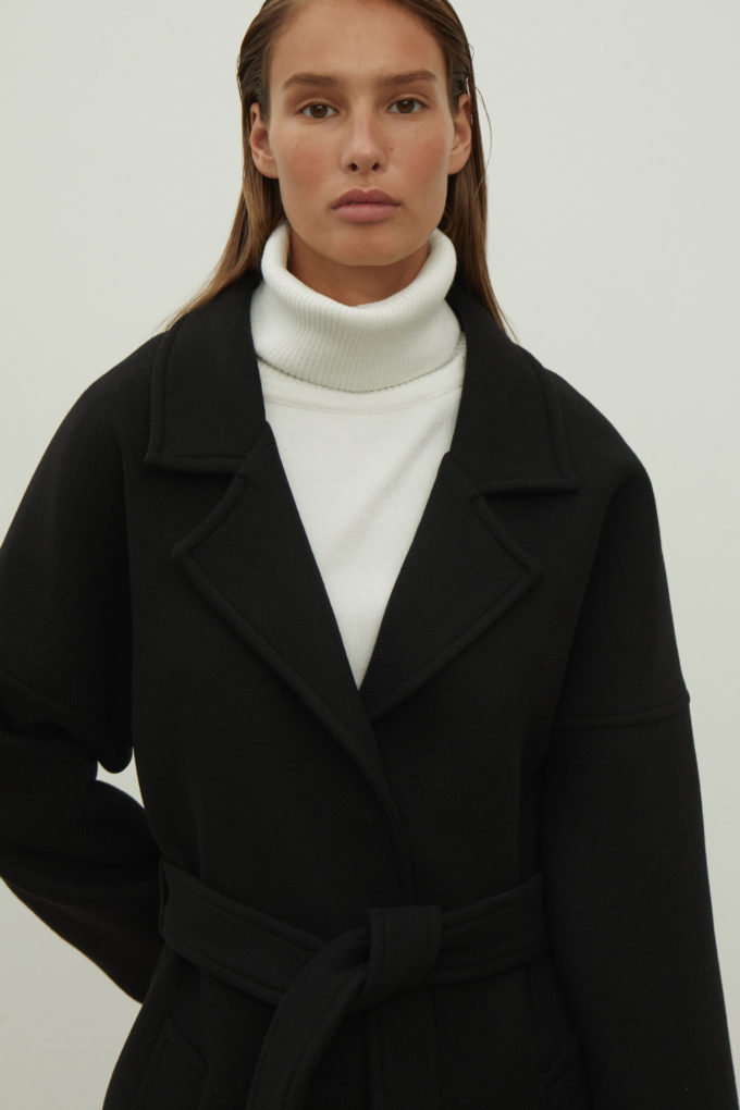 Пальто-халат вовняне чорне - THE LACE фото 254668