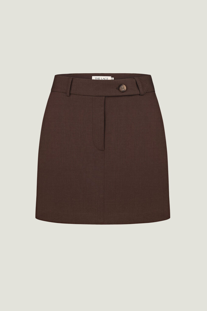 Mini skirt with decorative belt in chocolate photo 6